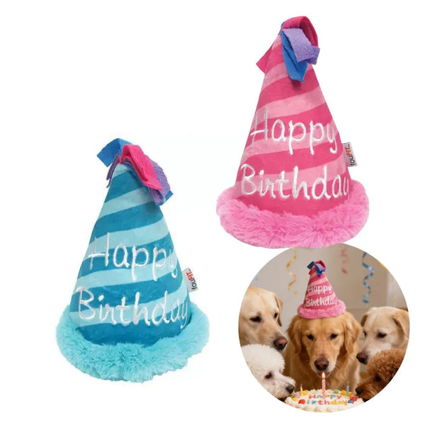 Realistic Happy Birthday Pet Hat Plush Toy - GreenFur
