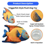 Realistic Triggerfish Style Durable Squeaky Plush Dog Toy - GreenFur