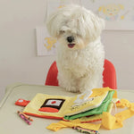 Red Book Shaped Interactive Dog Plush Toy for Treat Dispensing - GreenFur