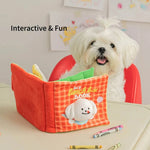 Red Book Shaped Interactive Dog Plush Toy for Treat Dispensing - GreenFur