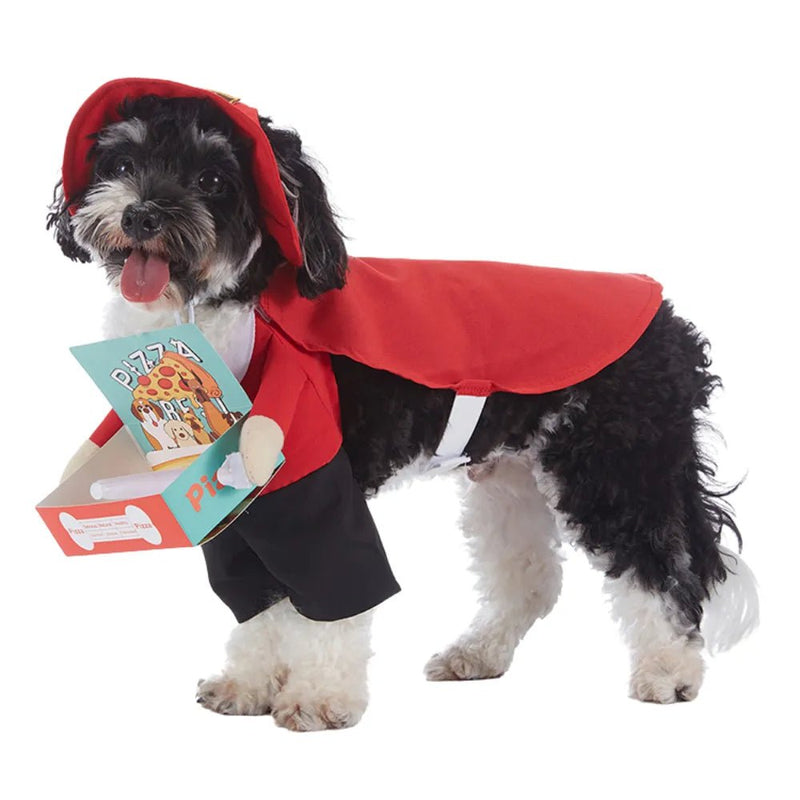 Red Pizza Delivery Cosplay Dog Costume Halloween Funny Pet Outfit - GreenFur