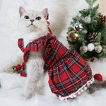 Red Plaid Pattern Dress for Cats and Dogs - GreenFur