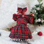 Red Plaid Pattern Dress for Cats and Dogs - GreenFur