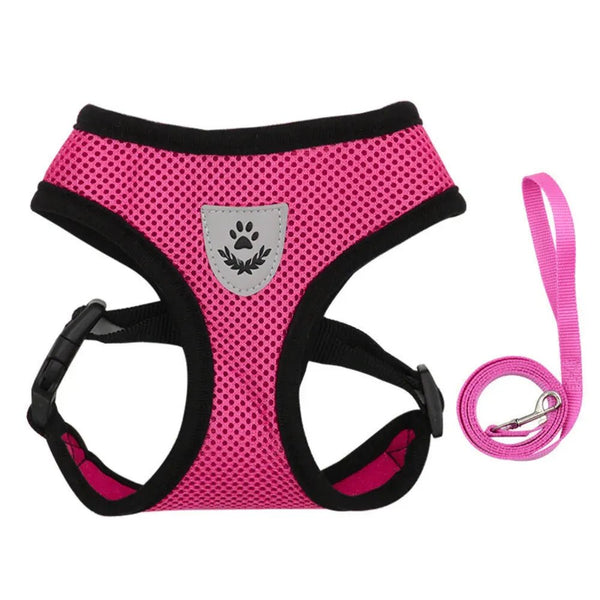 Reflective Breathable Mesh Pet Harness and Leash Set with Adjustable Buckles - GreenFur