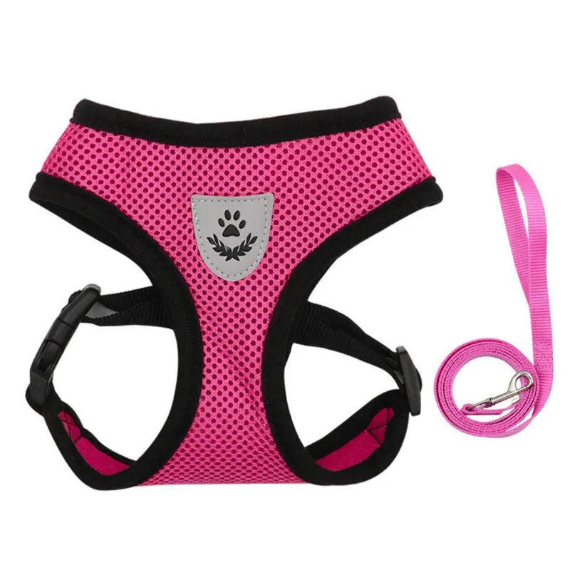 Reflective Breathable Mesh Pet Harness and Leash Set with Adjustable Buckles - GreenFur
