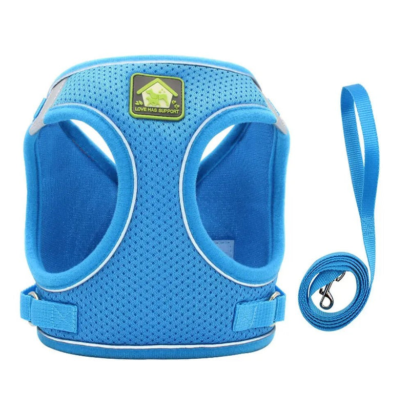 Reflective Breathable Pet Harness Leash Set with Adjustable Chest Strap - GreenFur