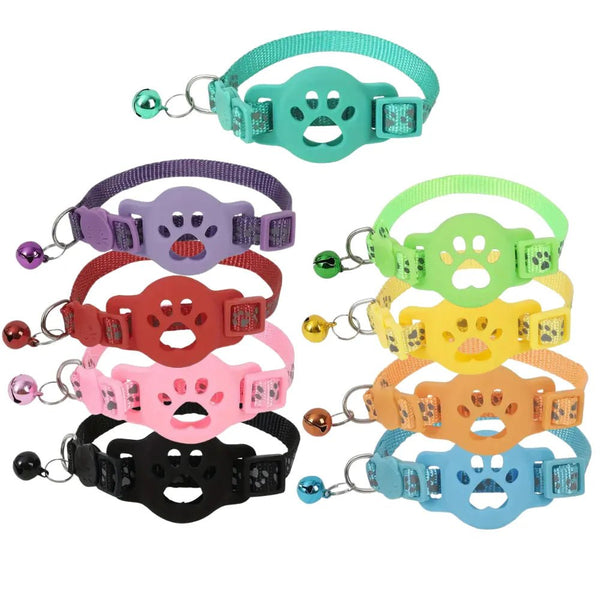 Reflective Cat Collar with Airtag Holder and Detachable Bell - GreenFur