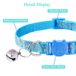 Reflective Paw Print Cat Collar Adjustable Safety Buckle - GreenFur