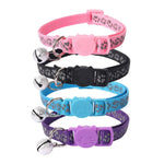 Reflective Paw Print Cat Collar Adjustable Safety Buckle - GreenFur