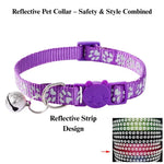 Reflective Paw Print Cat Collar Adjustable Safety Buckle - GreenFur