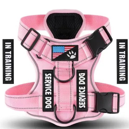 Reflective Solid Color Tactical Dog Vest Harness with Handle - GreenFur