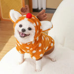 Reindeer Christmas Sweater for Medium Dogs Fleece Warm Costume - GreenFur