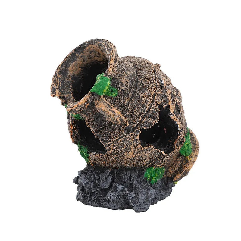 Resin Sunken Barrel Aquarium Decoration Fish Shrimp Hideout Tank Ornament - GreenFur