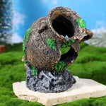 Resin Sunken Barrel Aquarium Decoration Fish Shrimp Hideout Tank Ornament - GreenFur