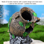 Resin Sunken Barrel Aquarium Decoration Fish Shrimp Hideout Tank Ornament - GreenFur