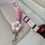 Retractable Car Safety Belt with Flower Decor for Dogs and Cats - GreenFur