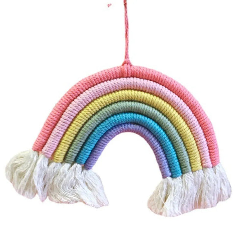 Rianbow - shape Handwoven Cotton - Linen Bird Toy - GreenFur