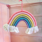Rianbow - shape Handwoven Cotton - Linen Bird Toy - GreenFur