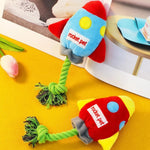 Rocket Rope Plush Dog Toy Squeaky Pet Toys - GreenFur