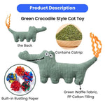 Rustling Cute Green Crocodile Style Waffle Fabric Catnip Cat Toy - GreenFur