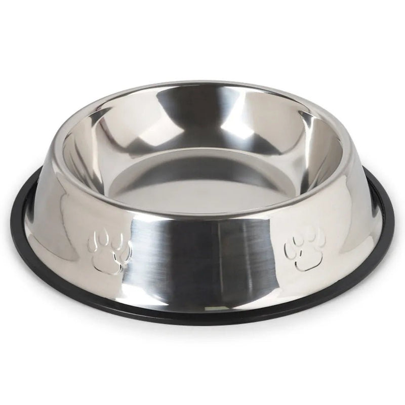 S M Size Durable Stainless Steel Pet Bowl with Rubber Base - GreenFur