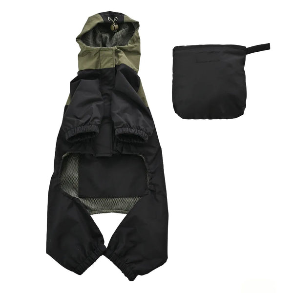 S, M Size Stylish Patchwork Waterproof PU Fabric Dog Raincoat - GreenFur