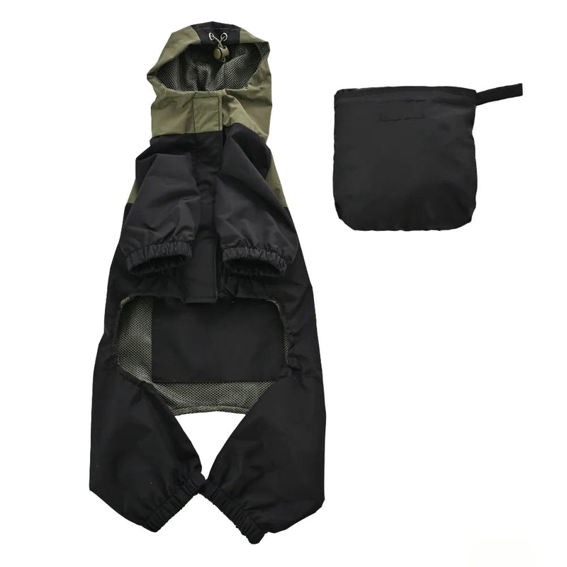 S, M Size Stylish Patchwork Waterproof PU Fabric Dog Raincoat - GreenFur