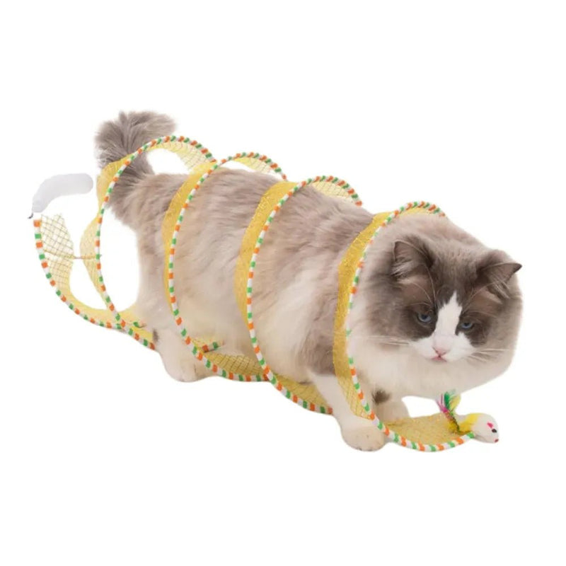 S - Shape Patchwork Design Tunnel Cat Toy - GreenFur