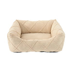 S Size Beige Pleated Style Soft and Cozy Pet Sofa Bed - GreenFur