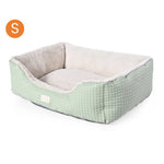 S Size Green Easy Clean Embossed PU Leather Fabric Square Pet Bed - GreenFur