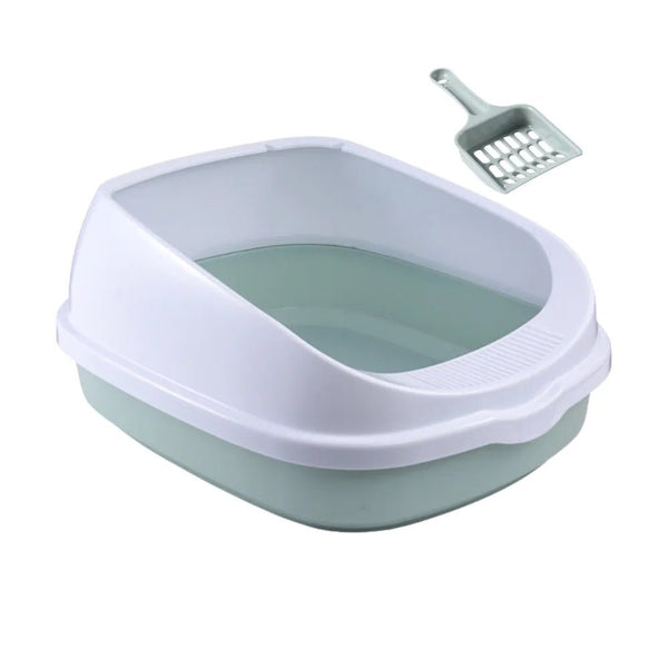 S Size High Side Cat Litter Box Open Top Kitten Litter Box with Scoop - GreenFur