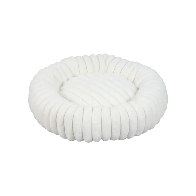 S Size Round Dog Bed Non - slip Soft Plush Cat Pet Bed - GreenFur