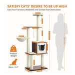 Scratching Post Hammock Cat Condo Large Wooden Cat Tree Tower - GreenFur