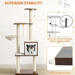 Scratching Post Hammock Cat Condo Large Wooden Cat Tree Tower - GreenFur