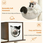 Scratching Post Hammock Cat Condo Large Wooden Cat Tree Tower - GreenFur