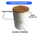 Sealed Wooden Lid Ceramic Material Pet Food Storage Container - GreenFur