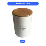 Sealed Wooden Lid Ceramic Material Pet Food Storage Container - GreenFur