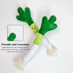 Self - Play Plush Cat Toy Scallion Shape with Bell - GreenFur