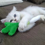 Self - Play Plush Cat Toy Scallion Shape with Bell - GreenFur