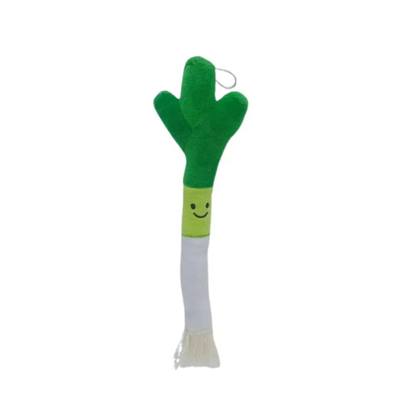 Self - Play Plush Cat Toy Scallion Shape with Bell - GreenFur
