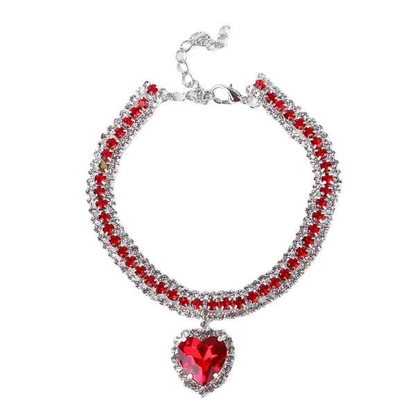 Shiny Heart - shaped Diamond Pet Necklace - GreenFur