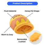 Short Plush Honey Pot Cat Cave Bed Removable Cushion Pet Sleeping Bed - GreenFur
