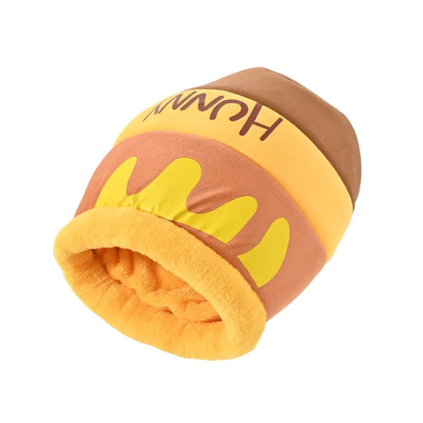 Short Plush Honey Pot Cat Cave Bed Removable Cushion Pet Sleeping Bed - GreenFur