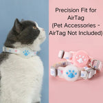 Silicone AirTag Holder Adjustable Love Heart and Paw Pet Collar - GreenFur