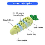 Silicone Dog Chew Toy Carrot Squeaky Durable Pet Play Toy - GreenFur