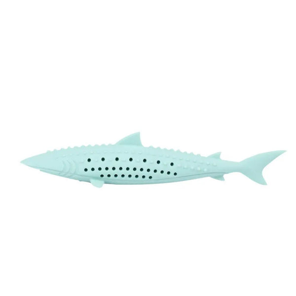 Silicone Fish Chew Toy with Catnip Pocket and Ventilated Sides for Interactive with Cats - GreenFur