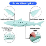 Silicone Fish Chew Toy with Catnip Pocket and Ventilated Sides for Interactive with Cats - GreenFur