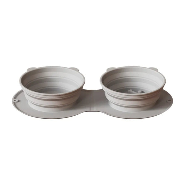 Silicone Foldable Double Food Water Pet Travel Bowl - GreenFur