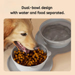 Silicone Foldable Double Food Water Pet Travel Bowl - GreenFur