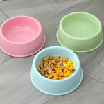 Simple Round Wheat Straw Material Pet Water Bowl Cat Dog Food Bowls - GreenFur